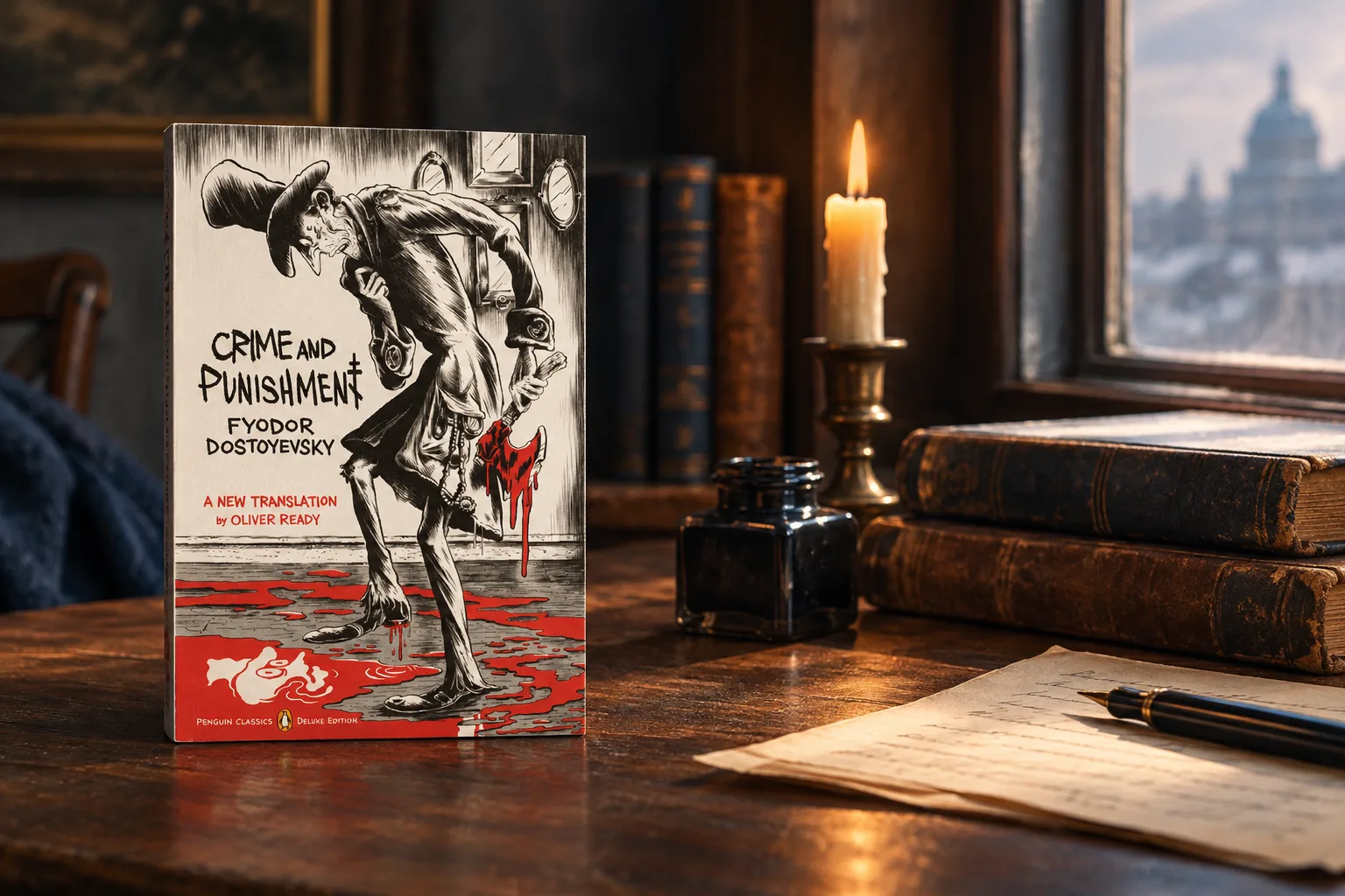 Book cover or source illustration for Crime and Punishment — Fyodor Dostoyevsky