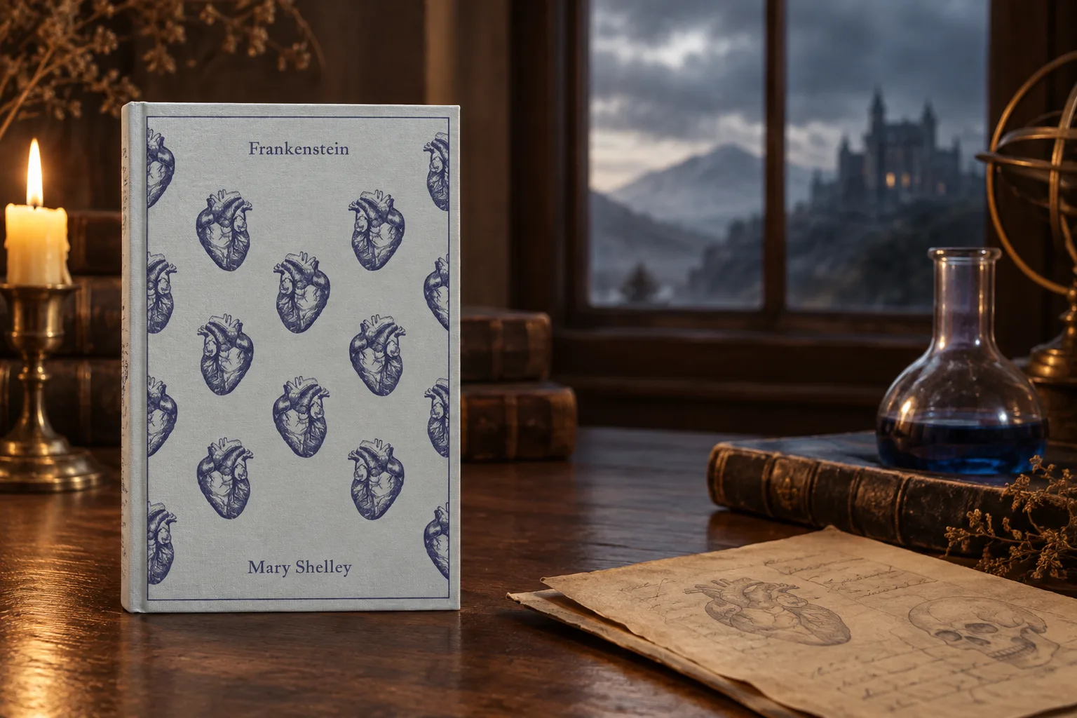 Book cover or source illustration for Frankenstein — Mary Shelley