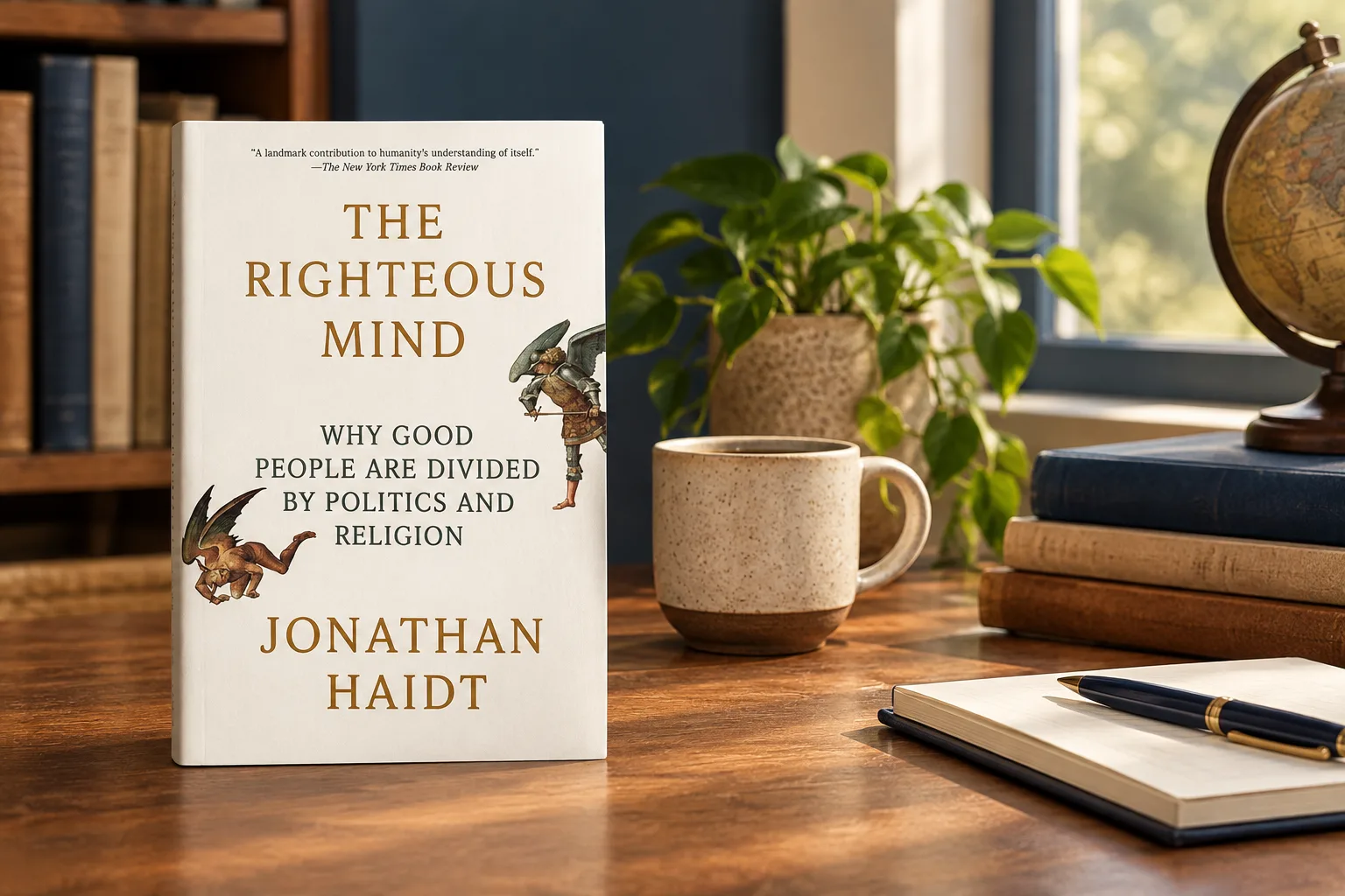 Book cover or source illustration for The Righteous Mind: Why Good People Are Divided by Politics and Religion — Jonathan Haidt