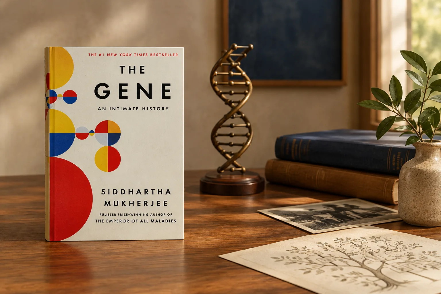 Book cover or source illustration for The Gene: An Intimate History by Siddhartha Mukherjee