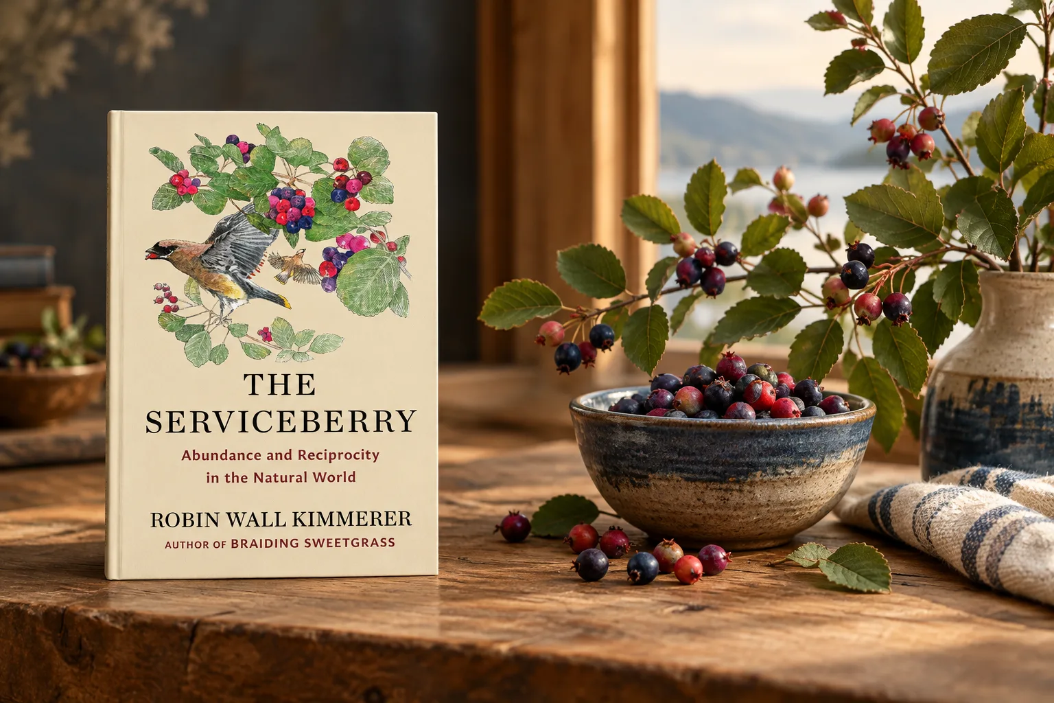 Book cover or source illustration for The Serviceberry — Robin Wall Kimmerer