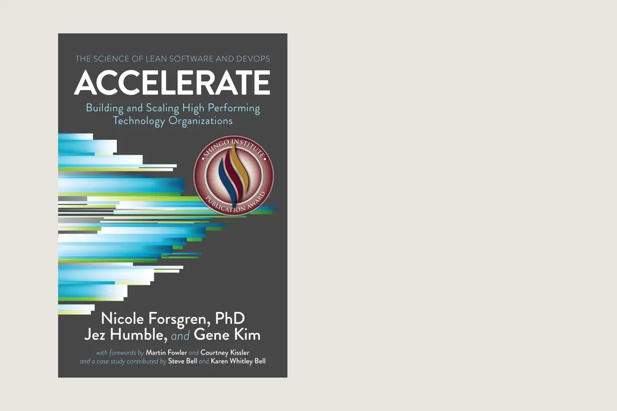 Book cover or source illustration for Accelerate — Nicole Forsgren, Jez Humble & Gene Kim