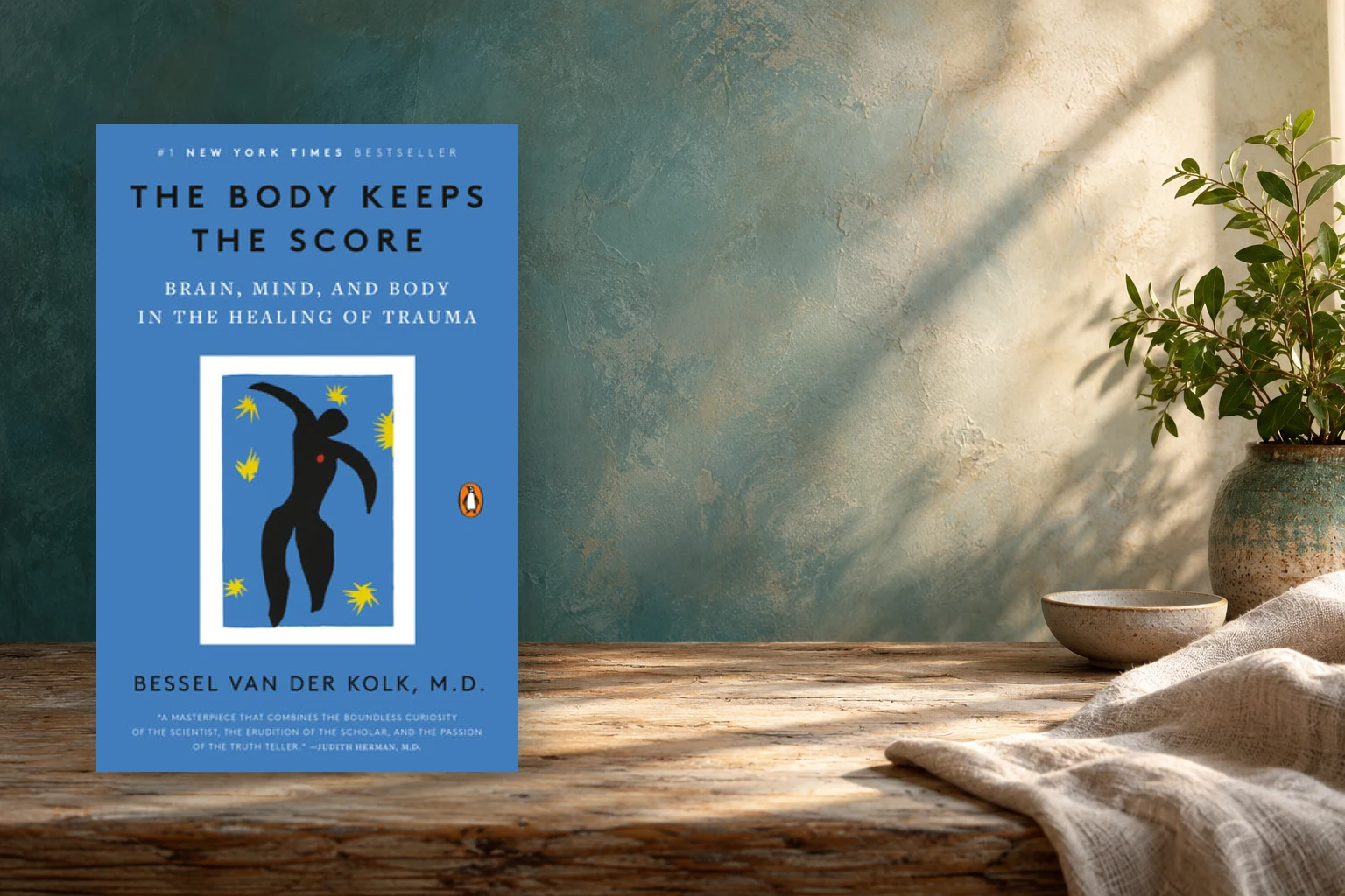 Book cover or source illustration for The Body Keeps the Score — Bessel van der Kolk, M.D.