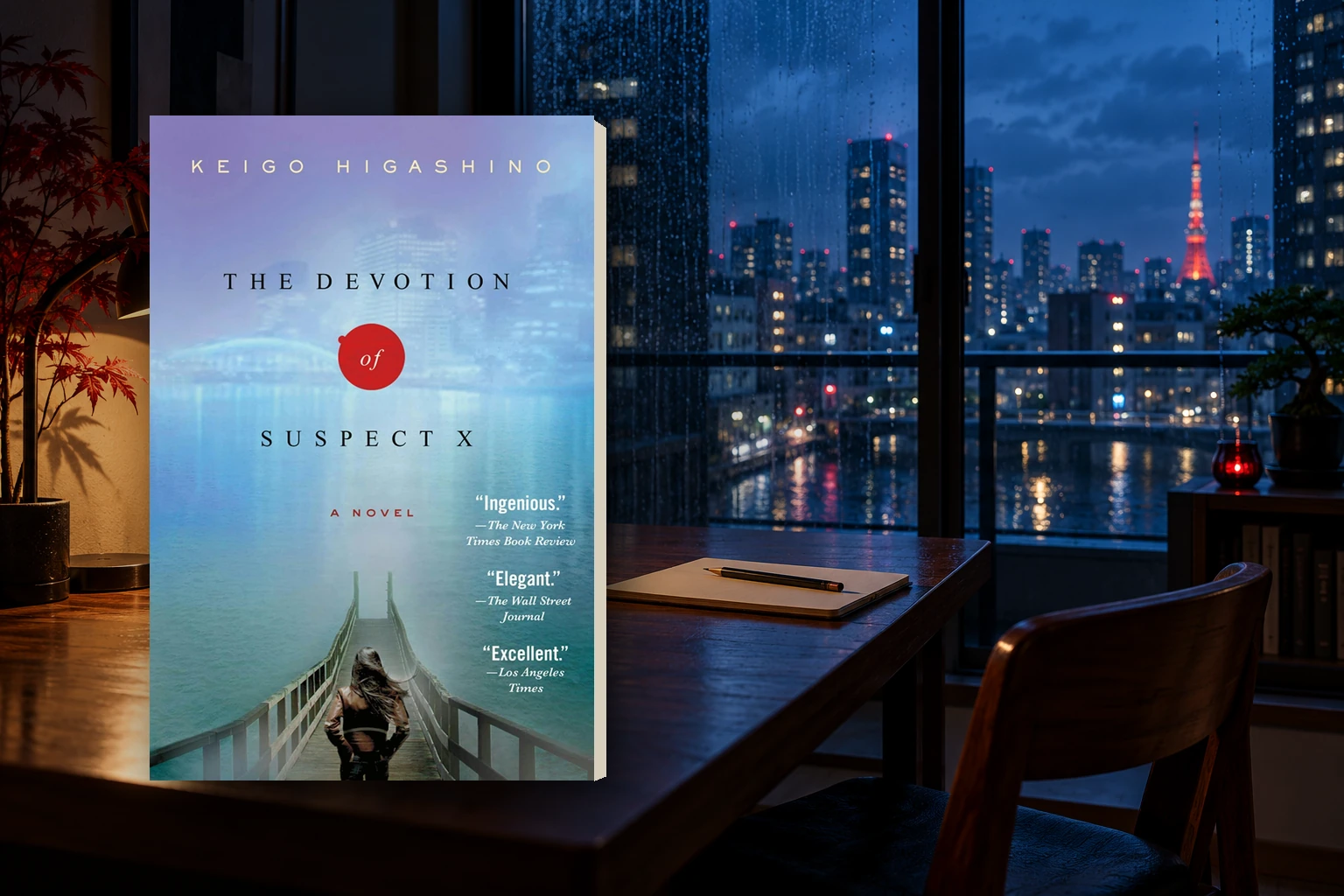 Book cover or source illustration for The Devotion of Suspect X — Keigo Higashino