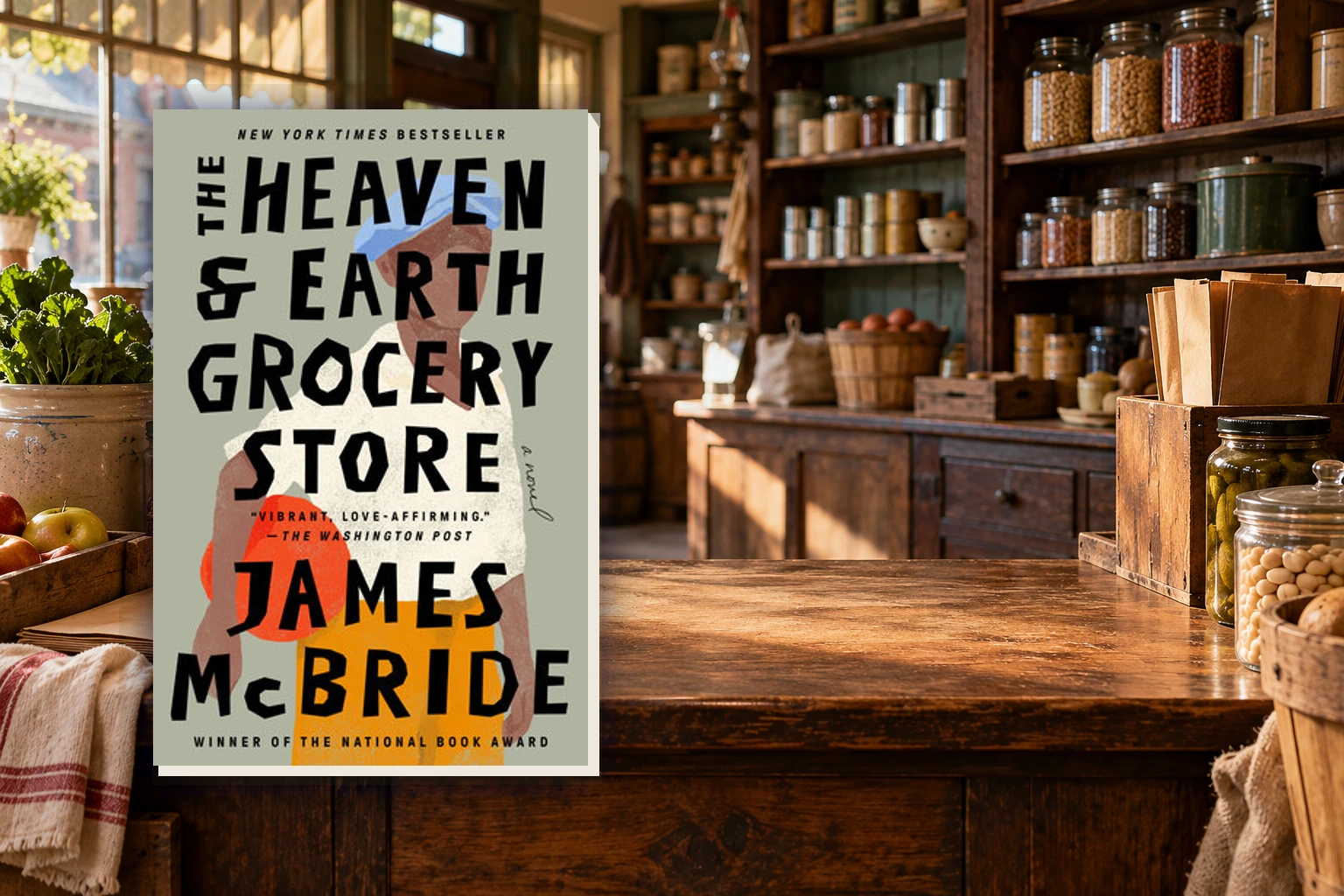 Book cover or source illustration for The Heaven & Earth Grocery Store — James McBride (Riverhead Books, ISBN 9780593422953)
