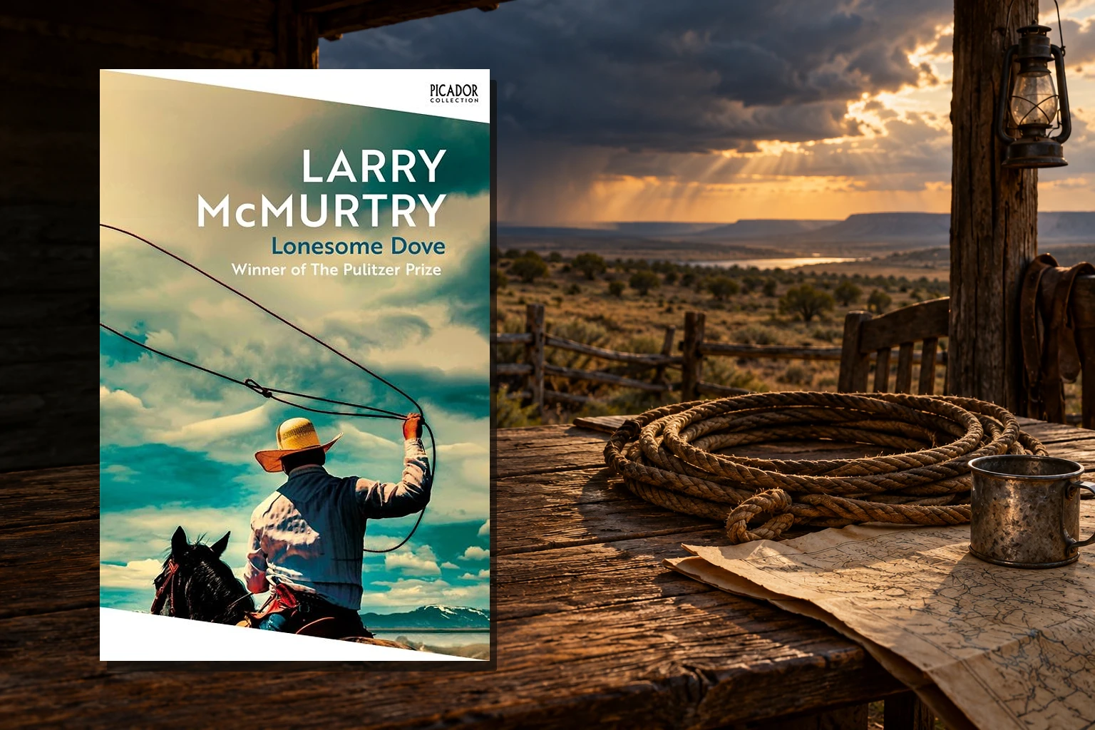 Book cover or source illustration for Lonesome Dove — Larry McMurtry (Picador Collection, ISBN 9781529099942)
