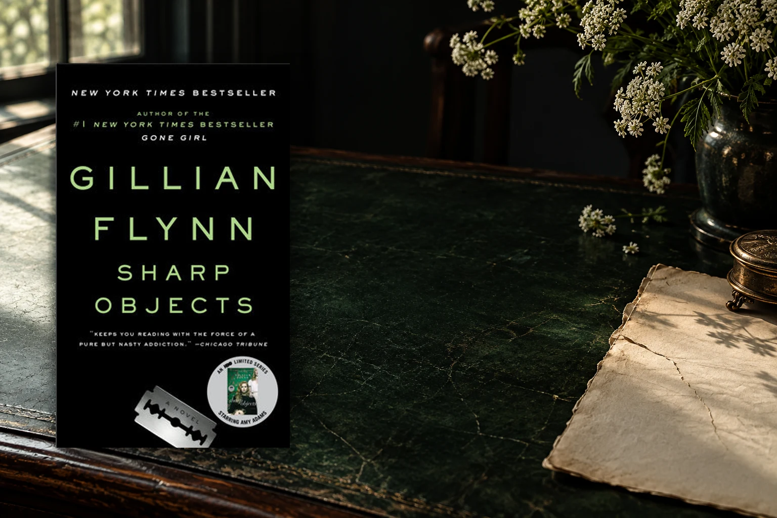 Book cover or source illustration for Sharp Objects — Gillian Flynn