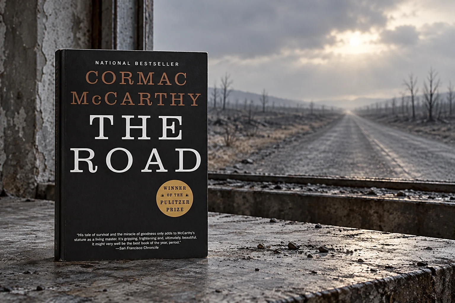 Book cover or source illustration for The Road — Cormac McCarthy
